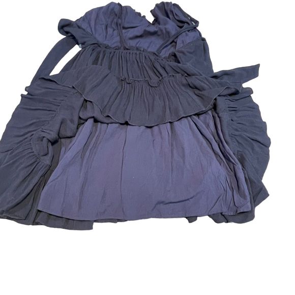 Short Halter Dress with‎ Smocked Middle and Tie Back by Wishlist - Navy Small - Picture 9 of 15